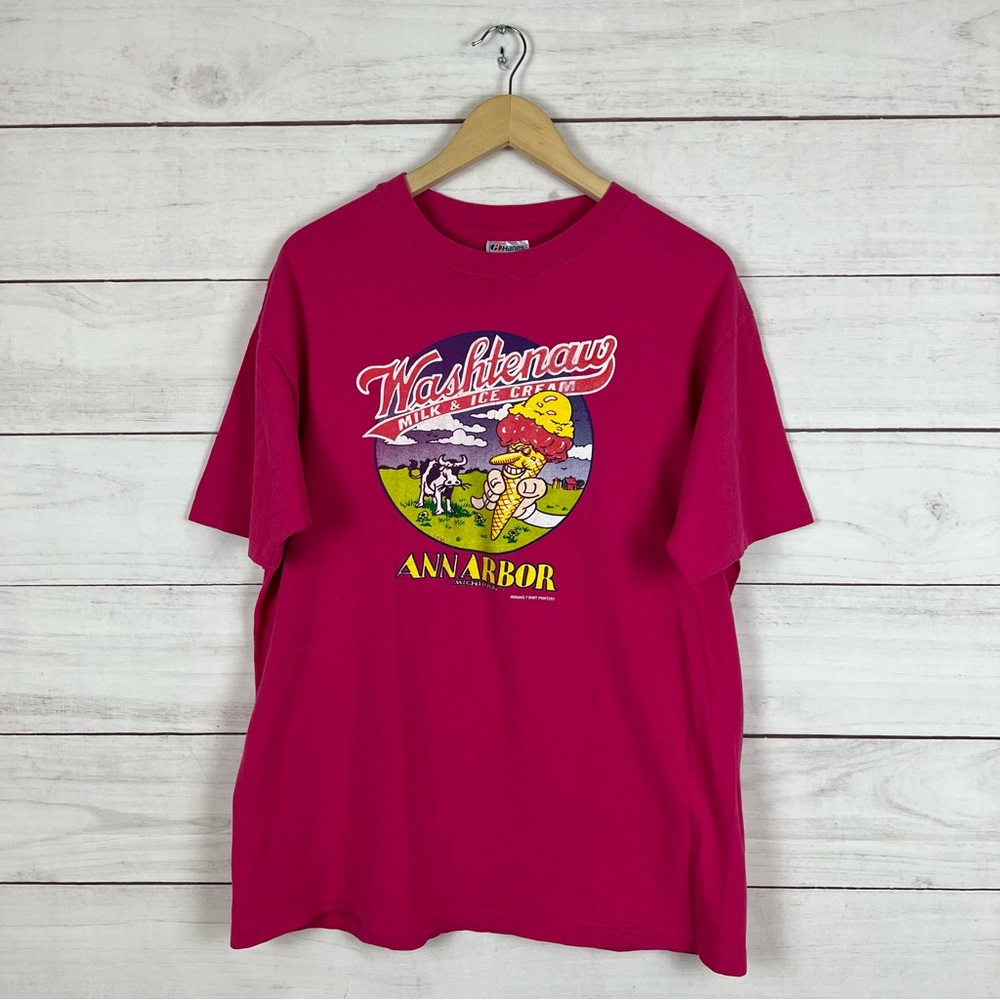 Vintage 1990s Washtenaw Milk & Ice Cream Ann Arbor Michigan T-Shirt XL